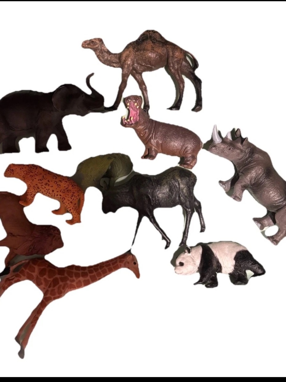Safari Realistic Animal Lot Educational Zoo Panda Hippo Giraffe Moose Elephant